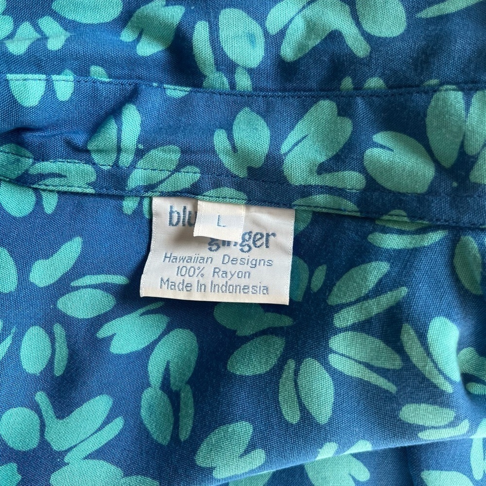 Blue Ginger Shirt Mens Size Large Floral Hawaiian Short Sleeve - Picture 4 of 4